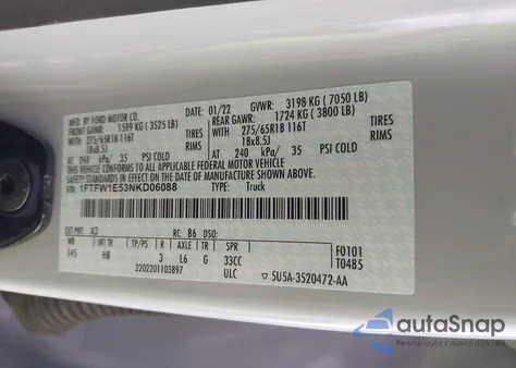 2022 Ford F150 Supercrew from USA, damaged, VIN 1FTFW1E53NKD06088